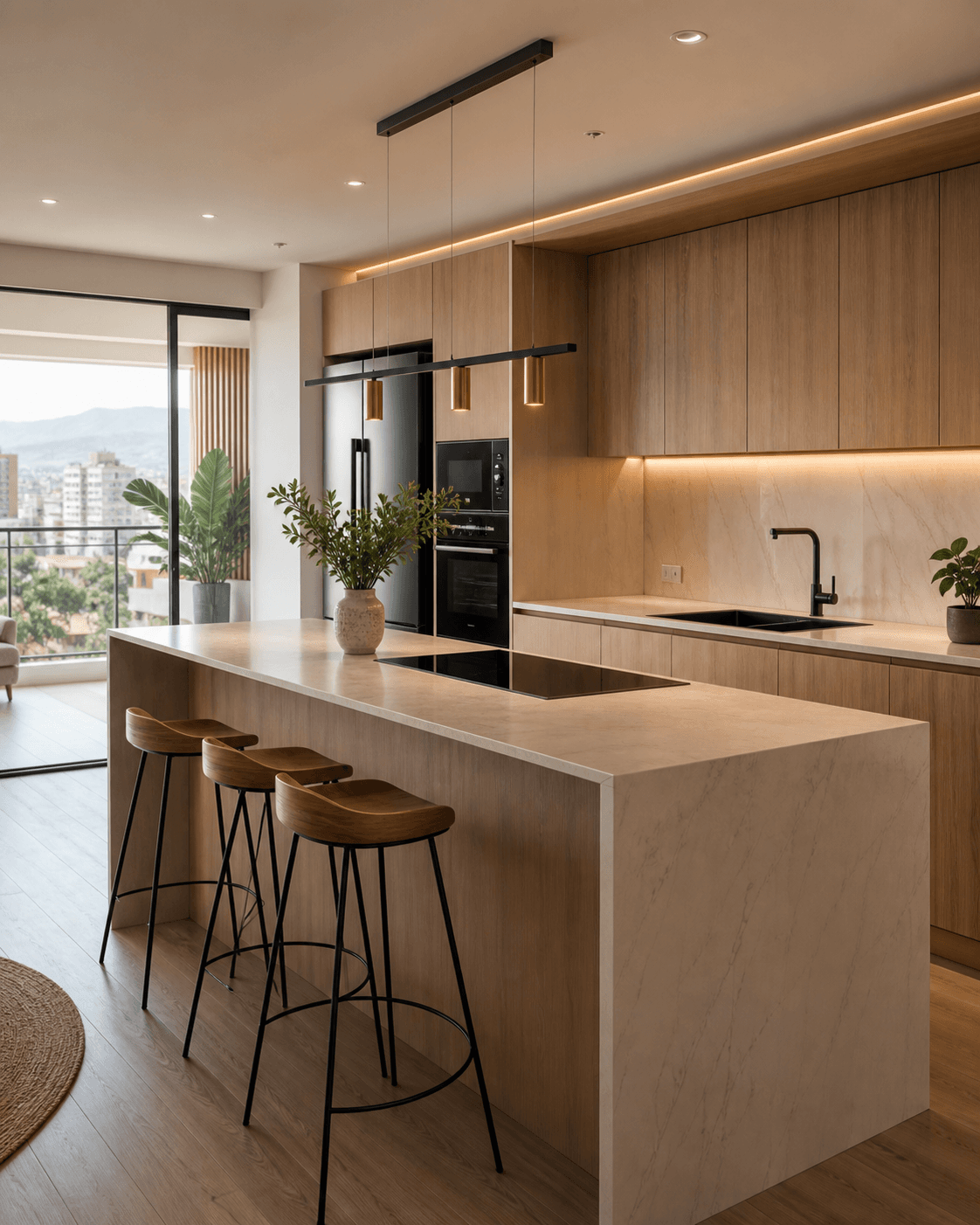 Cocina abierta en vivienda familiar